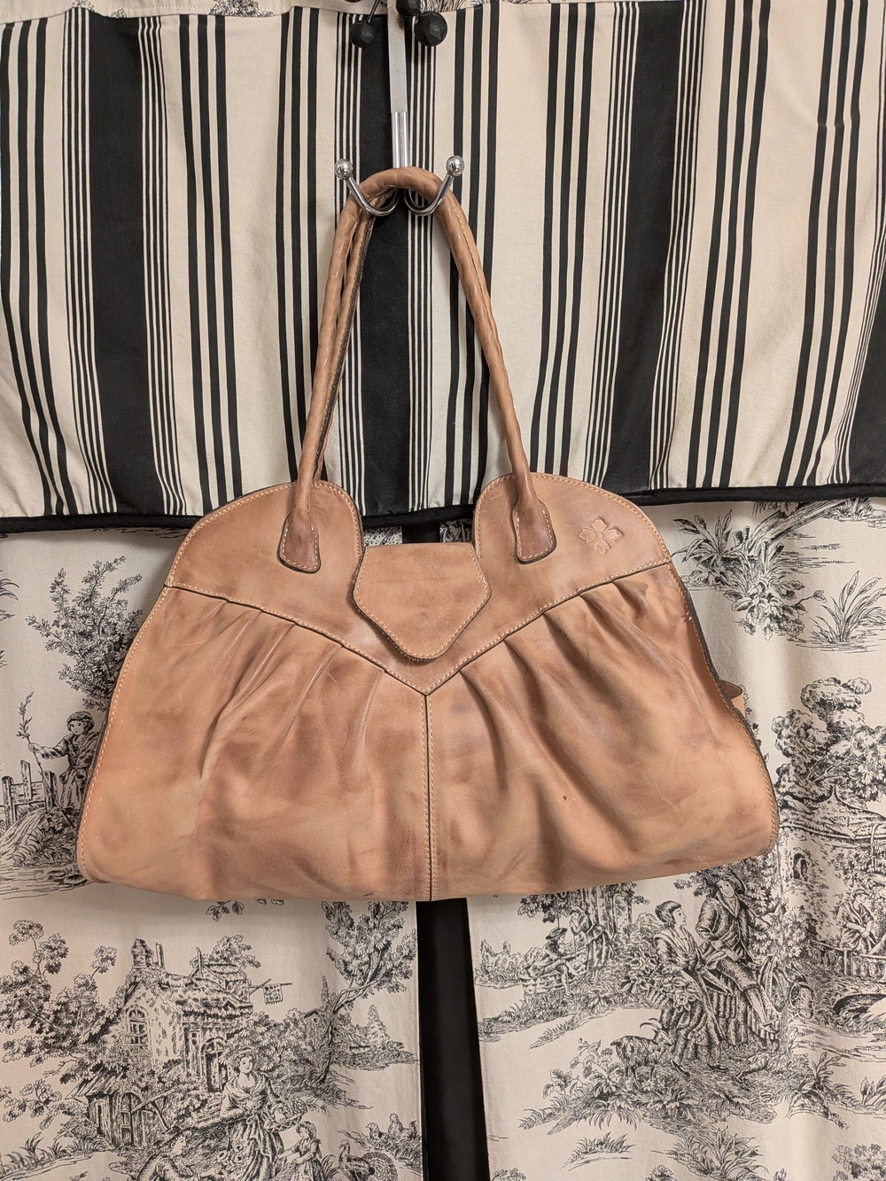 Patricia Nash Distressed Tan Leather Tote Shoulder Bag